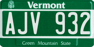 VT license plate AJV932