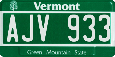 VT license plate AJV933