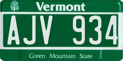 VT license plate AJV934