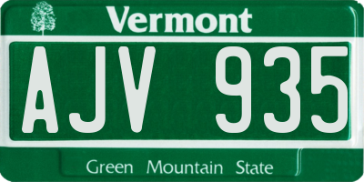 VT license plate AJV935