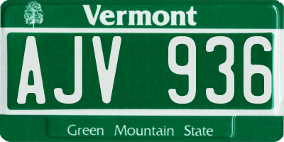 VT license plate AJV936
