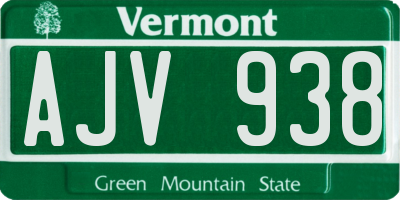 VT license plate AJV938