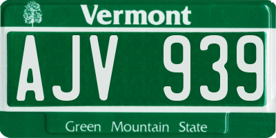 VT license plate AJV939