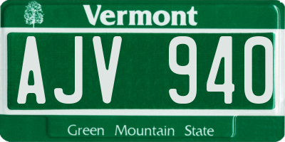 VT license plate AJV940