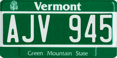 VT license plate AJV945
