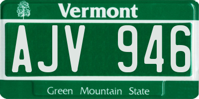 VT license plate AJV946