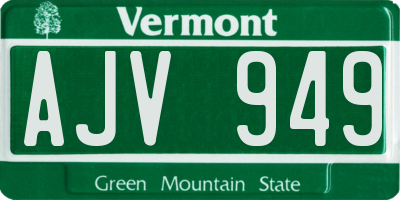 VT license plate AJV949