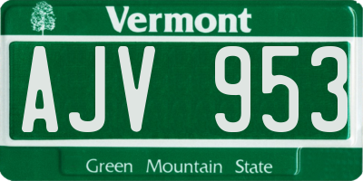 VT license plate AJV953