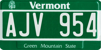 VT license plate AJV954