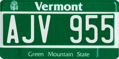 VT license plate AJV955