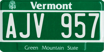 VT license plate AJV957