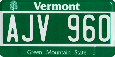 VT license plate AJV960