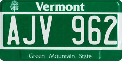 VT license plate AJV962