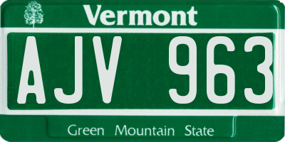 VT license plate AJV963