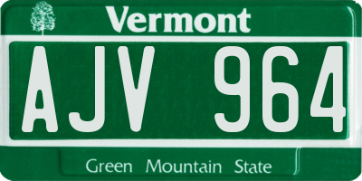 VT license plate AJV964
