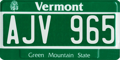 VT license plate AJV965