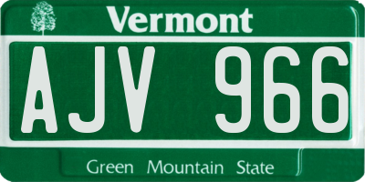 VT license plate AJV966