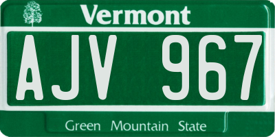 VT license plate AJV967