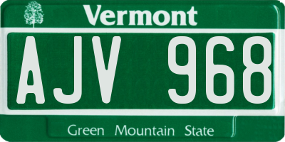 VT license plate AJV968