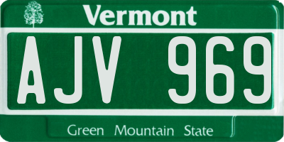 VT license plate AJV969