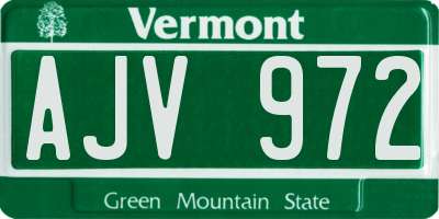 VT license plate AJV972
