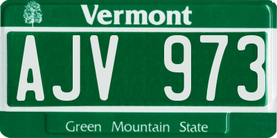 VT license plate AJV973