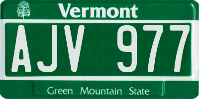 VT license plate AJV977
