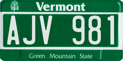 VT license plate AJV981