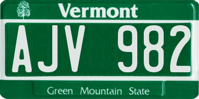 VT license plate AJV982