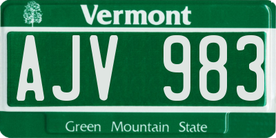 VT license plate AJV983