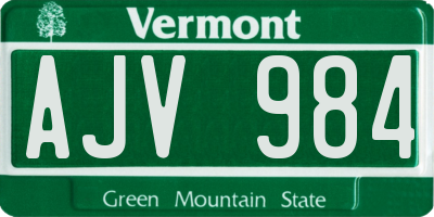 VT license plate AJV984
