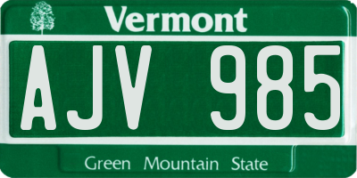 VT license plate AJV985