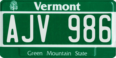 VT license plate AJV986