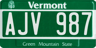 VT license plate AJV987