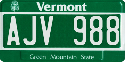 VT license plate AJV988
