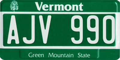 VT license plate AJV990