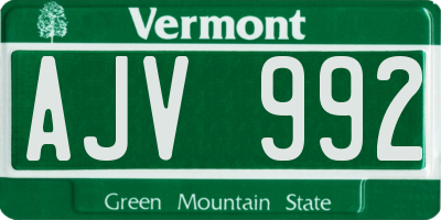 VT license plate AJV992