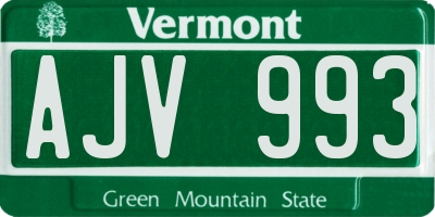 VT license plate AJV993