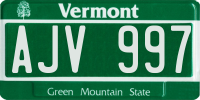 VT license plate AJV997