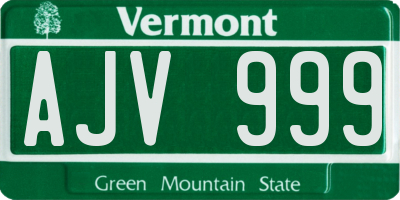 VT license plate AJV999