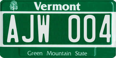 VT license plate AJW004