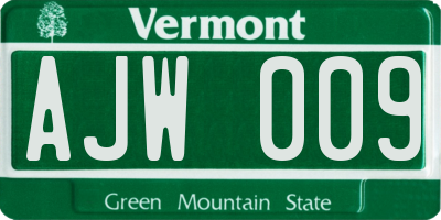VT license plate AJW009