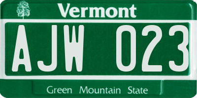 VT license plate AJW023