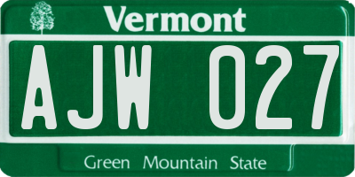 VT license plate AJW027