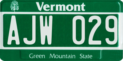 VT license plate AJW029