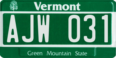 VT license plate AJW031