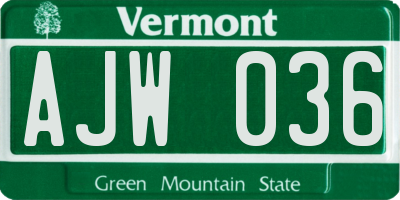 VT license plate AJW036