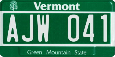 VT license plate AJW041