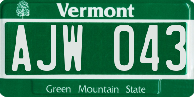 VT license plate AJW043