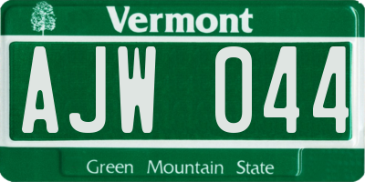 VT license plate AJW044